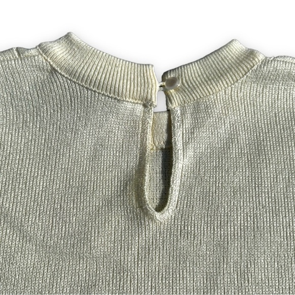 Vintage Mita Pastel Yellow Top Short Sleeve Windowpane Sweater Women’s Size XL - Picture 8 of 11